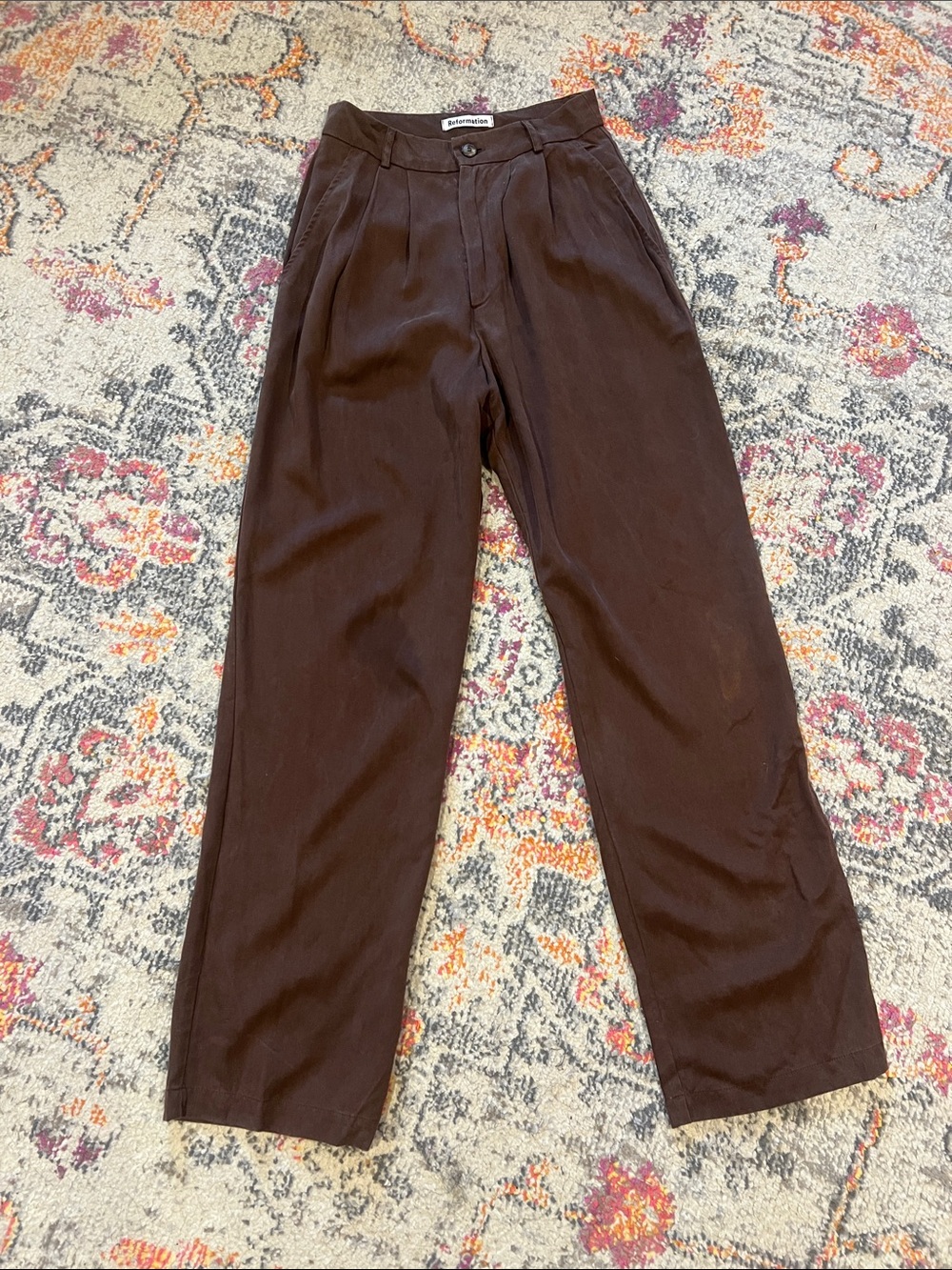 Reformation viral Mason brown pleated wide legged pants